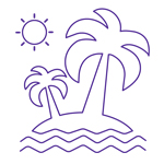 Outline of a sunny tropical island. 