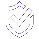 A shield with a tick over it. 